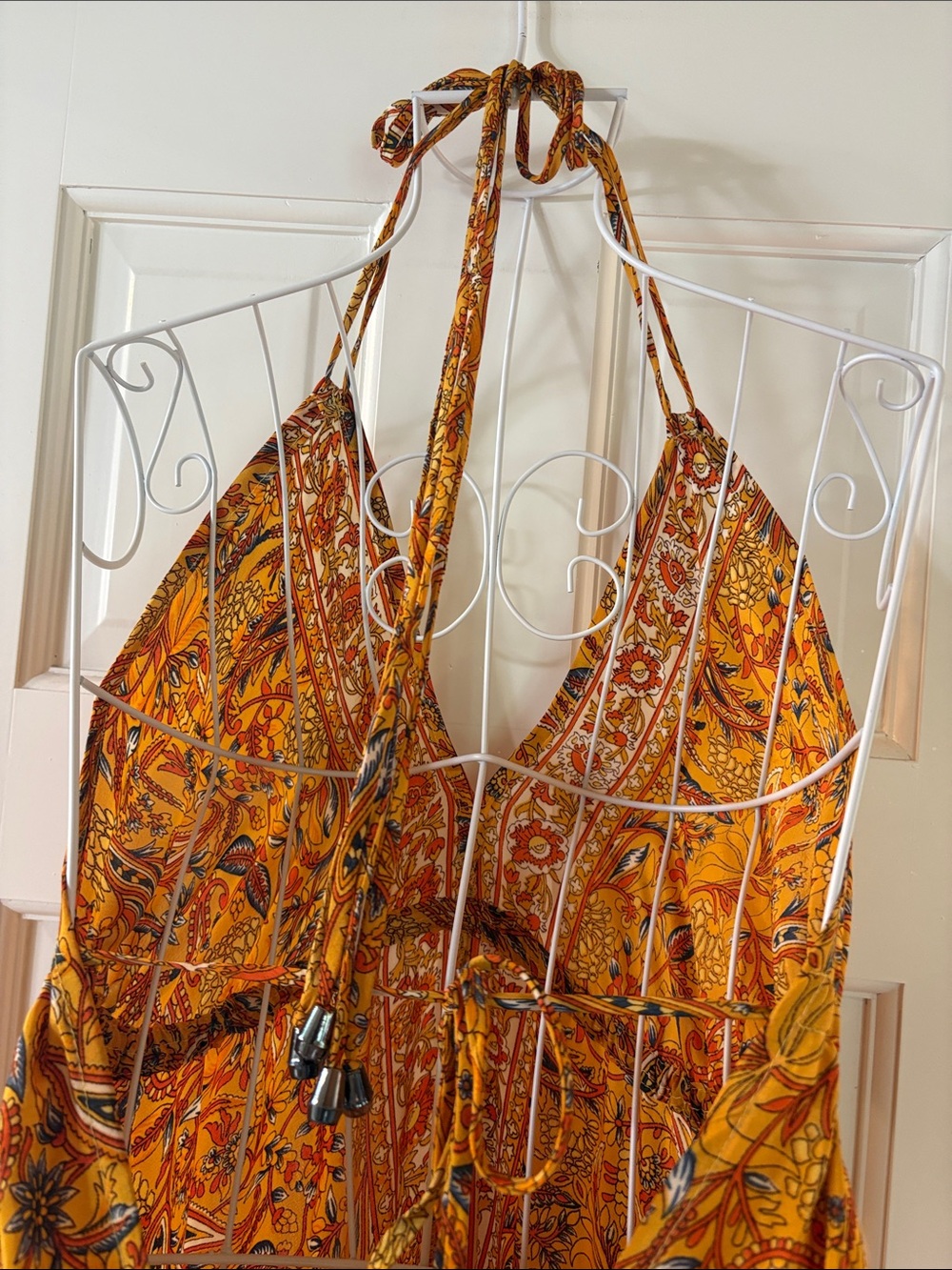 Bohemian Halter Maxi Dress in Mustard Paisley - Picture 9 of 9